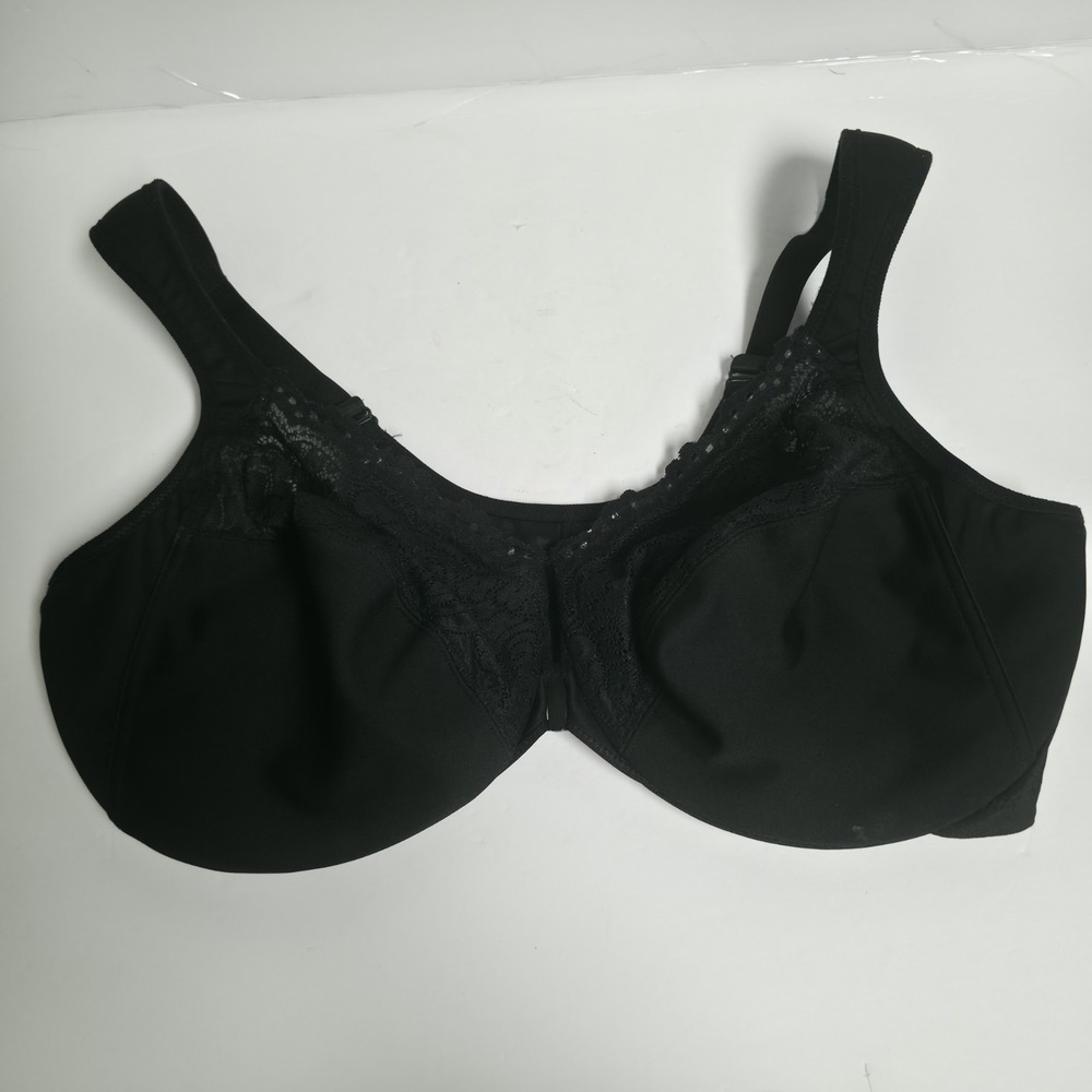Glamorise 1245 Black Lace Underwire Full Figure Bra Size 44DD
